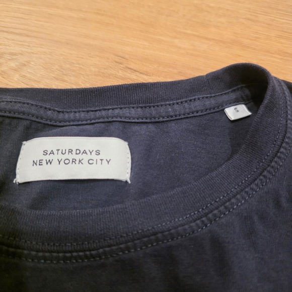 Saturdays NYC Slash Logo Short Sleeve Printed Shirt Men's Small Black Rare - Picture 2 of 9